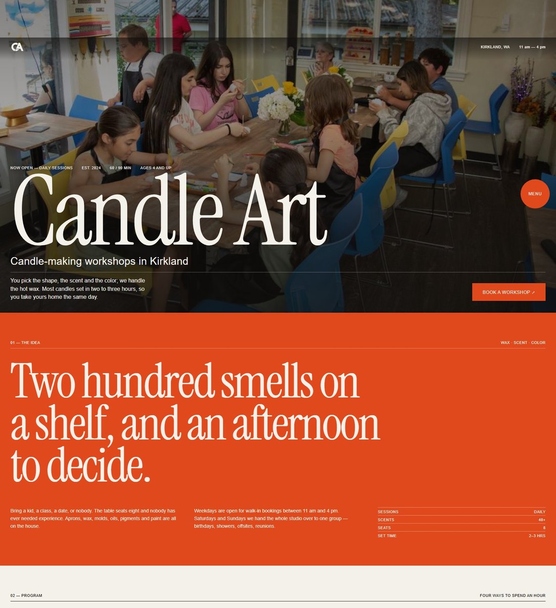 Screenshot of the candleart.net portfolio site